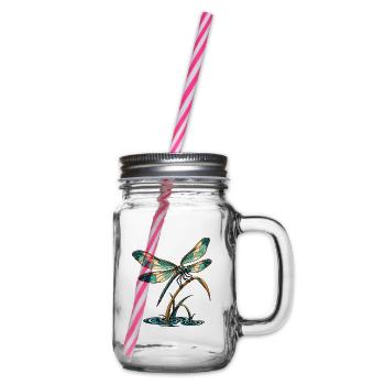 Libelle über stillem Wasser - Henkelglas mit Schraubdeckel - Klar - Rechts