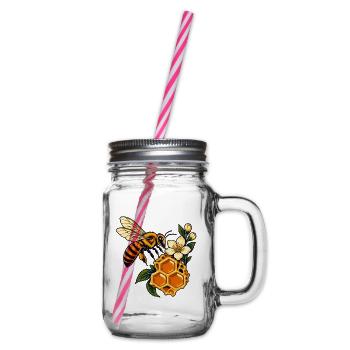 Honigbienen- und Wabenblüte - Henkelglas mit Schraubdeckel - Klar - Rechts