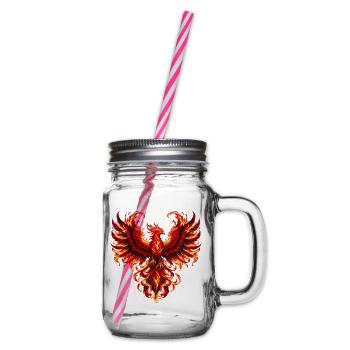 Karmesinrote Phönixflügel - Henkelglas mit Schraubdeckel - Klar - Rechts