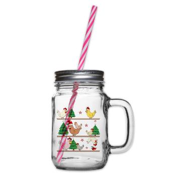 Weihnachten Hühnerstall Hühner - Henkelglas mit Schraubdeckel - Klar - Rechts