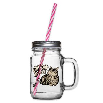 cool dad club - coole Katze - Henkelglas mit Schraubdeckel - Klar - Rechts