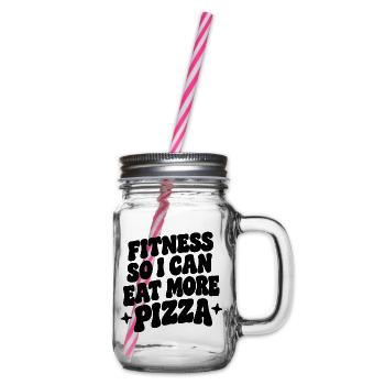 Fitness so i can eat more pizza - Henkelglas mit Schraubdeckel - Klar - Rechts