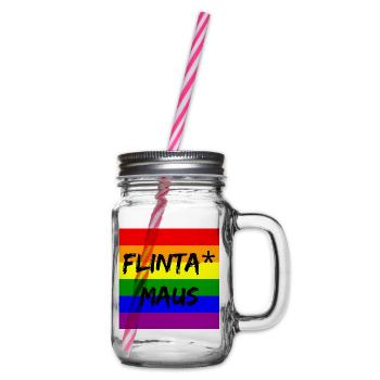 FLINTA MAUS REGENBOGEN PRIDE STATEMENT, CSD - Henkelglas mit Schraubdeckel - Klar - Rechts