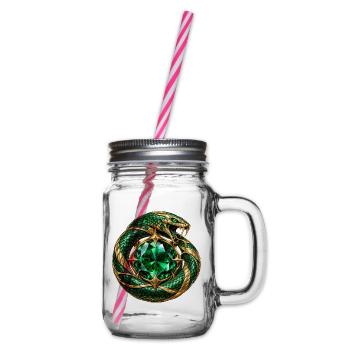 Smaragdgrüner Ouroboros - Henkelglas mit Schraubdeckel - Klar - Rechts