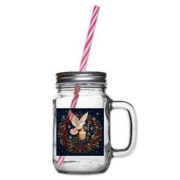 Für immer erinnerte Weihnachtstaube und Kerze - Henkelglas mit Schraubdeckel - Klar - Rechts