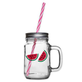 Halb watermelon_fruits - Henkelglas mit Schraubdeckel - Klar - Rechts