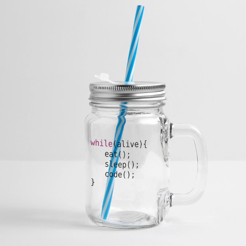 Funny code source code Glass jar with handle and screw cap