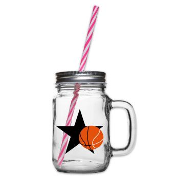 Basketball - Basket Ball - Game - Sport - Player - Henkelglas mit Schraubdeckel - Klar - Rechts