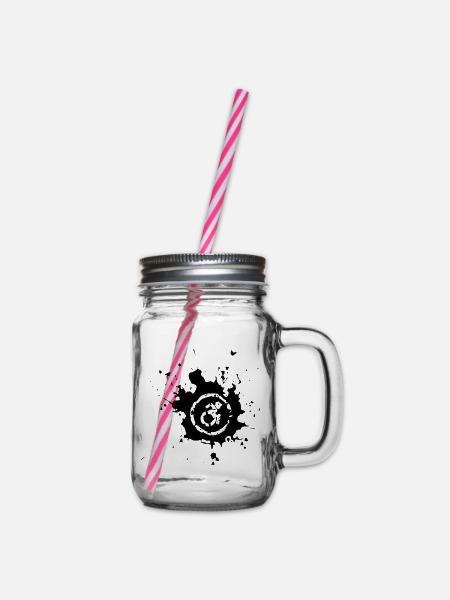 Rollstuhl-Spritzer, Farbspritzer Rollstuhl-Design* - Henkelglas mit Schraubdeckel - Klar