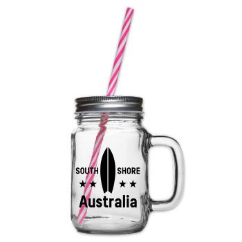 South shore, Australia (surfboard, stars) - Glass jar with handle and screw cap - clear - Right