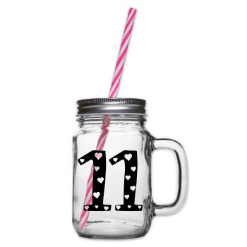 11 Geburtstag mit Herz - Henkelglas mit Schraubdeckel - Klar - Rechts