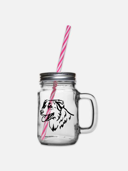 Australian Shepherd Kopf - Henkelglas mit Schraubdeckel - Klar
