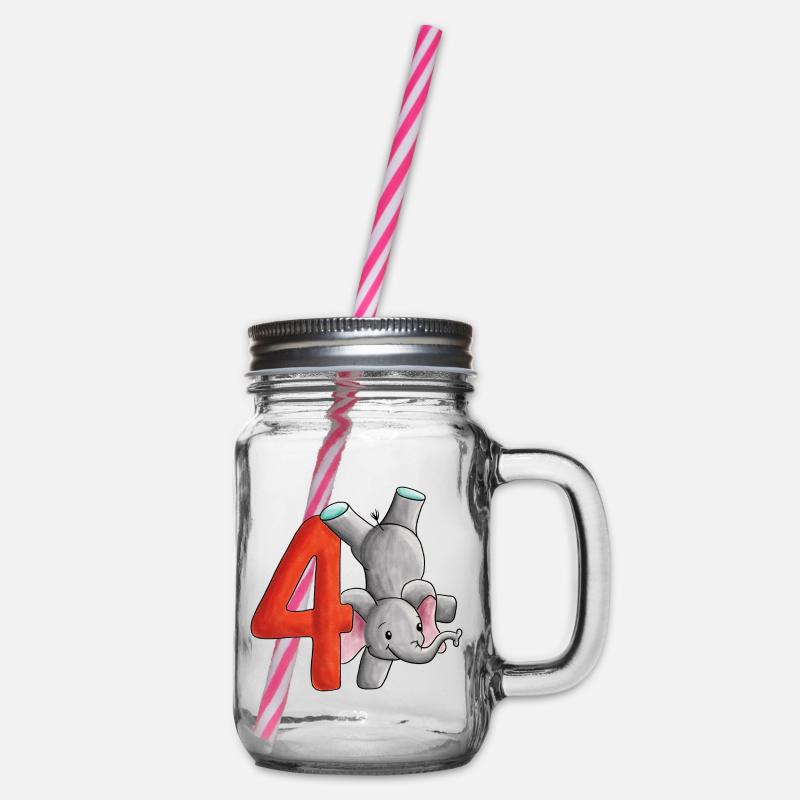 4e anniversaire éléphant - Bocal à boisson - transparent