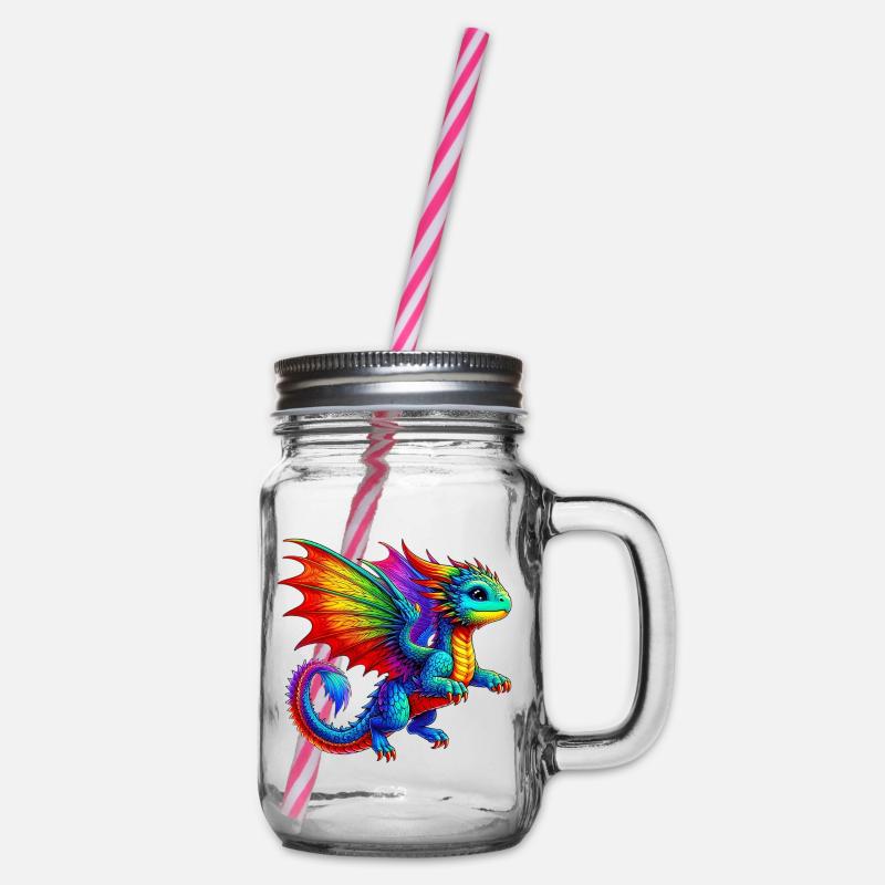 Drache - Henkelglas mit Schraubdeckel - Klar