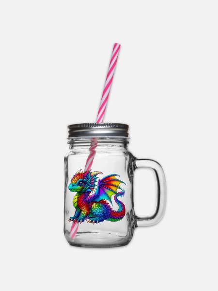 Drache - Henkelglas mit Schraubdeckel - Klar