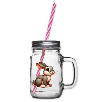 Rabbit - Glass jar with handle and screw cap - clear - Right