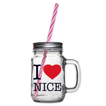 I LOVE NICE Nizza - Henkelglas mit Schraubdeckel - Klar - Rechts