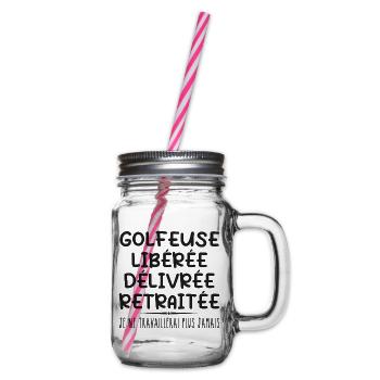 Golfer feiert Ruhestand mit Humor Geschenk - Henkelglas mit Schraubdeckel - Klar - Rechts