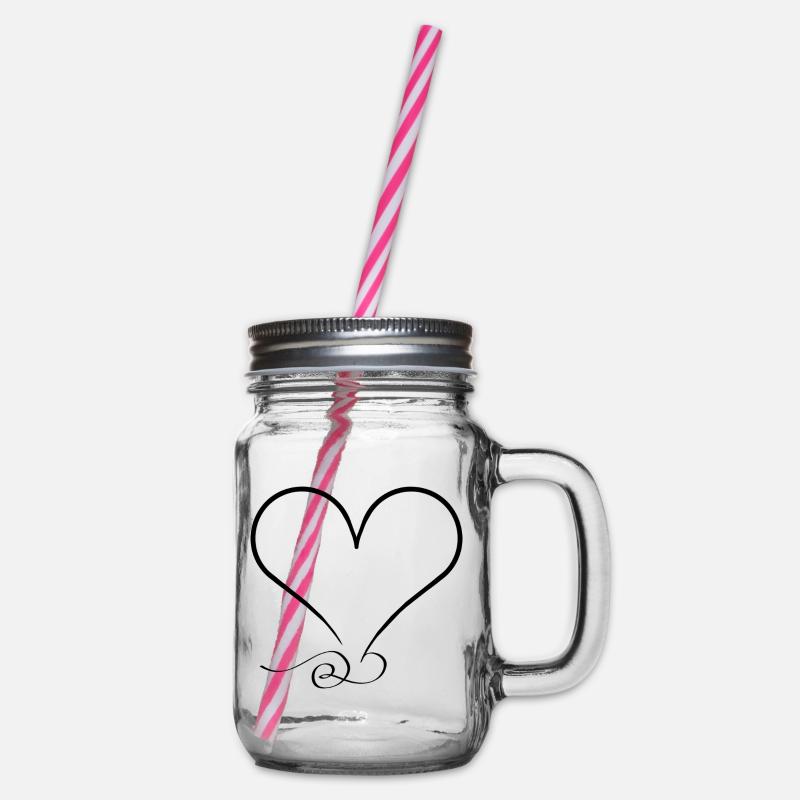 Coeur orné – minimaliste et unique - Bocal à boisson - transparent