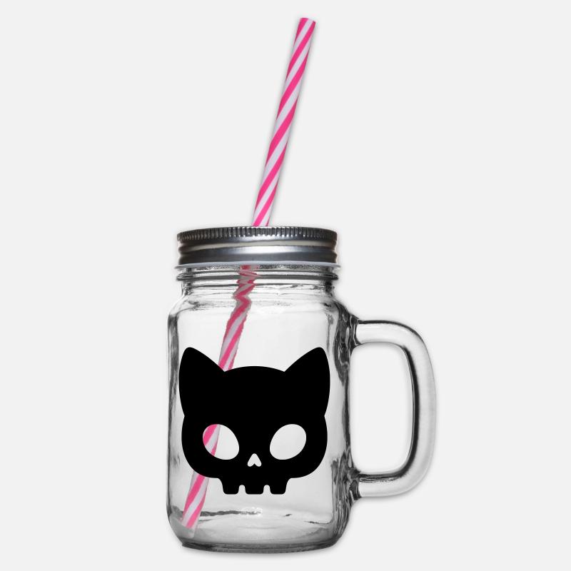 Silhouette de crâne de chat | Masque gothique mignon - Bocal à boisson - transparent