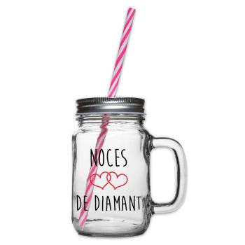 Wedding Anniversary - Diamond Wedding (60 years) - Glass jar with handle and screw cap - clear - Right