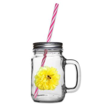 Yellow_Rose_-_Bee_Nature_Photography - Glass jar with handle and screw cap - clear - Right