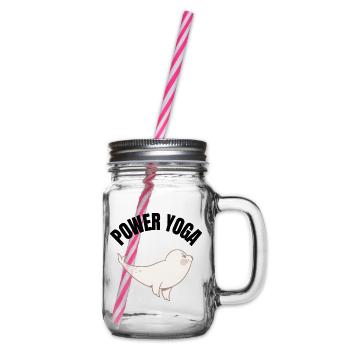 Power Yoga Seal - Glass jar with handle and screw cap - clear - Right