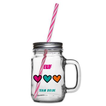 Bachelorette party. BRIDE. TEAM. TEAM MARIEE. BRIDE-TO-BE - Glass jar with handle and screw cap - clear - Right