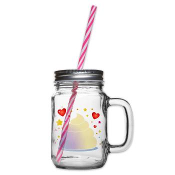 Bunte Zuckerwatte mit Herzen und Sternen - Henkelglas mit Schraubdeckel - Klar - Rechts