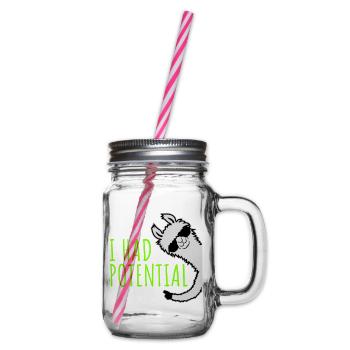 I Had Potential Ich Hatte Potenzial Lama Logo - Henkelglas mit Schraubdeckel - Klar - Rechts