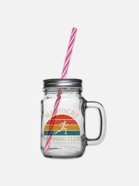 Mittelmäßiger Laufclub Lustiges Läufer-Design - Henkelglas mit Schraubdeckel - Klar