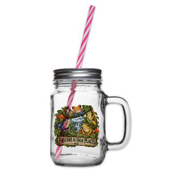 Bunte Gartenvögel Vogelbeobachtung Natur Vogellieb - Henkelglas mit Schraubdeckel - Klar - Rechts