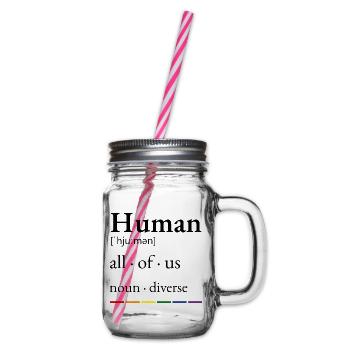 Mensch – LGBTQ+ Stolz - Henkelglas mit Schraubdeckel - Klar - Rechts