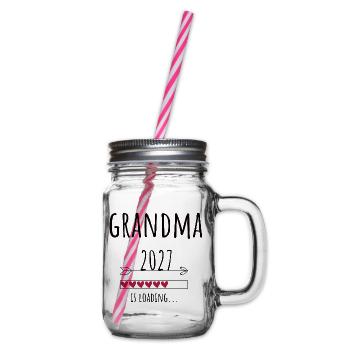 Pregnancy Announcement – Oma 2027 Geschenk - Henkelglas mit Schraubdeckel - Klar - Rechts