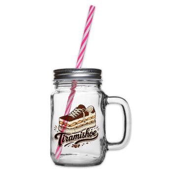 Tiramishoe, Lustiges Coffee & Tiramisu Design - Henkelglas mit Schraubdeckel - Klar - Rechts