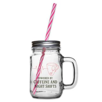 Kaffeeherz Stethoskop Motiv - Henkelglas mit Schraubdeckel - Klar - Rechts
