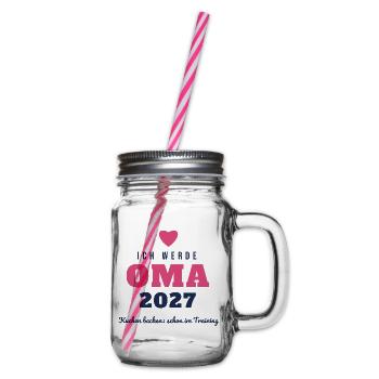 Oma 2027 – Ich werde Oma Kuchen backen Training - Henkelglas mit Schraubdeckel - Klar - Rechts