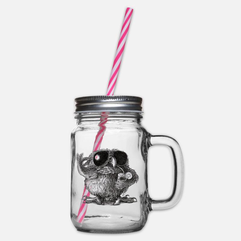 Coole Eule - Henkelglas mit Schraubdeckel - Klar