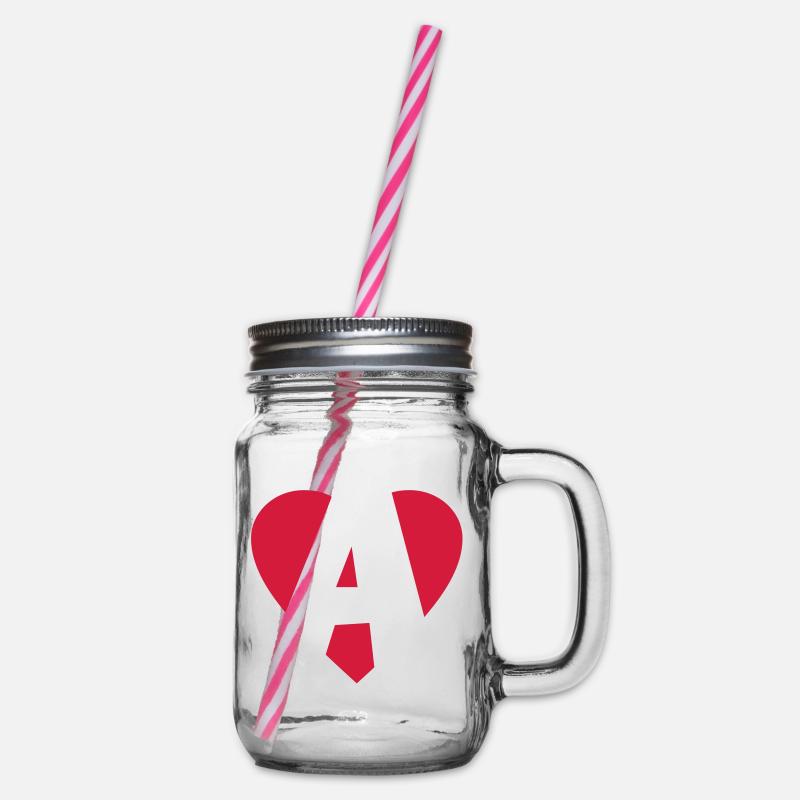 I love A - Herz A - Buchstabe A - Henkelglas mit Schraubdeckel - Klar