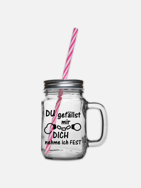 Festnahme Liebe Polizei Handschellen Geschenk - Henkelglas mit Schraubdeckel - Klar