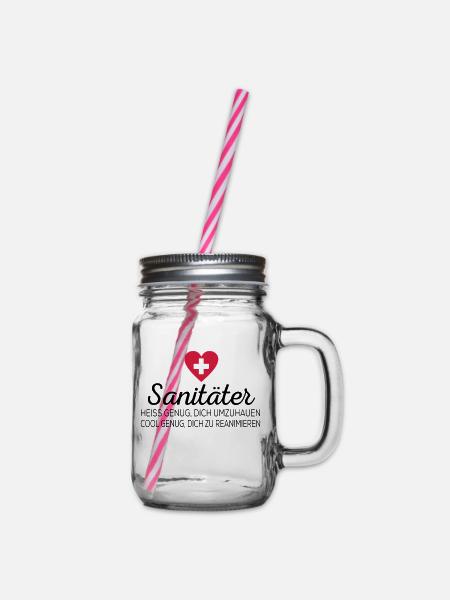 Sanitäter - Henkelglas mit Schraubdeckel - Klar