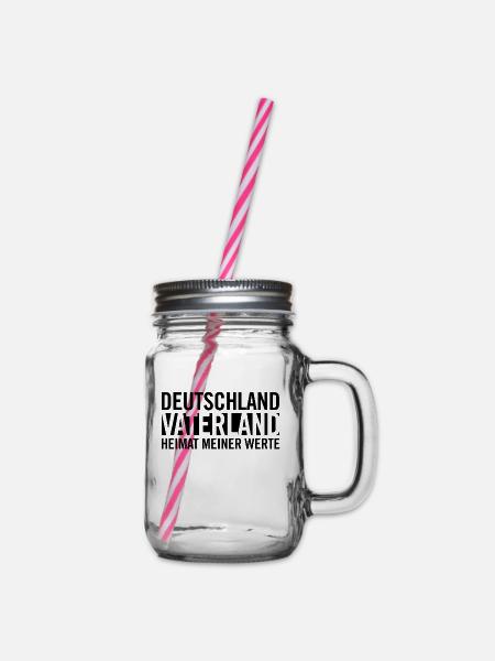 Deutschland Vaterland Heimat meiner Werte black - Henkelglas mit Schraubdeckel - Klar