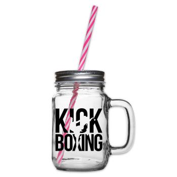 kick boxing kickboxen - Henkelglas mit Schraubdeckel - Klar - Rechts