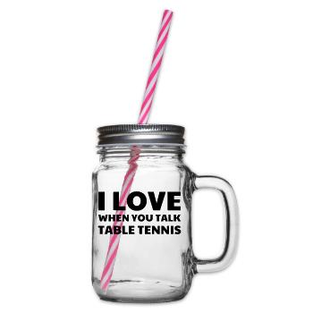 Table Tennis - Ping Pong - Sport - Racket - Ball - Henkelglas mit Schraubdeckel - Klar - Rechts