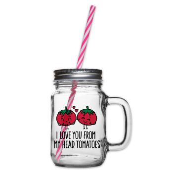 I love you from my head tomatoes - Glass jar with handle and screw cap - clear - Right