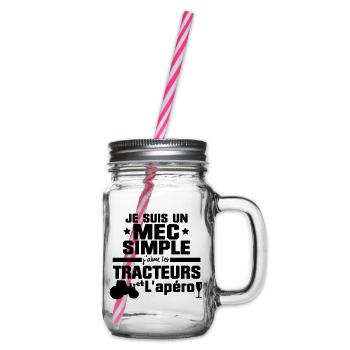 un mec simple j'aime les TRACTEURS - Bocal à boisson - transparent - Droite