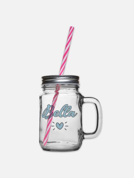 Bella Isabella Name Vorname mit Herz - Henkelglas mit Schraubdeckel - Klar