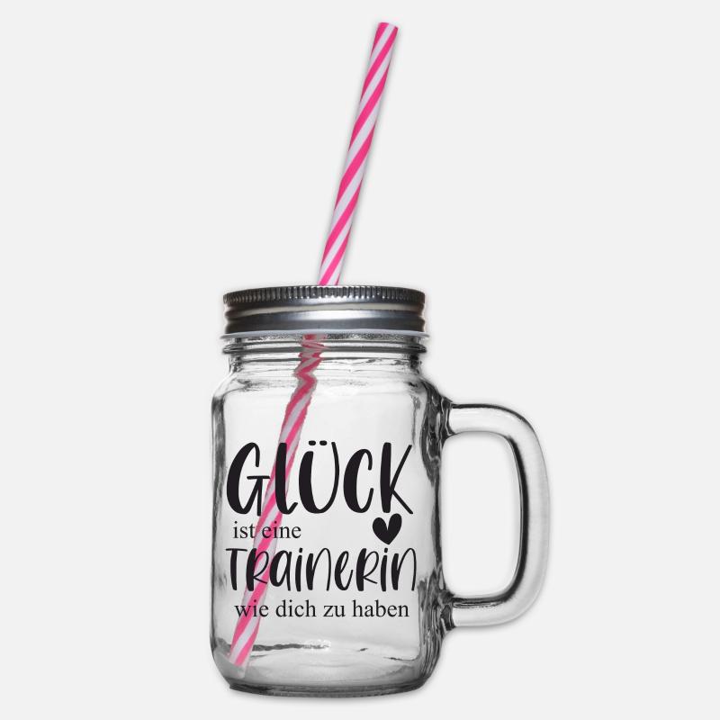 Trainerin Bedanken Geschenk Glück Abschied - Henkelglas mit Schraubdeckel - Klar