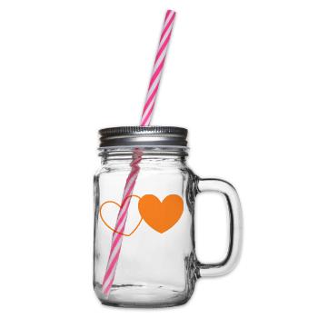 Valentine's Day Heart Orange - Glass jar with handle and screw cap - clear - Right