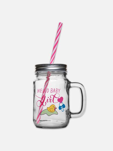Baby Girl, Mädchen, Tochter - Henkelglas mit Schraubdeckel - Klar